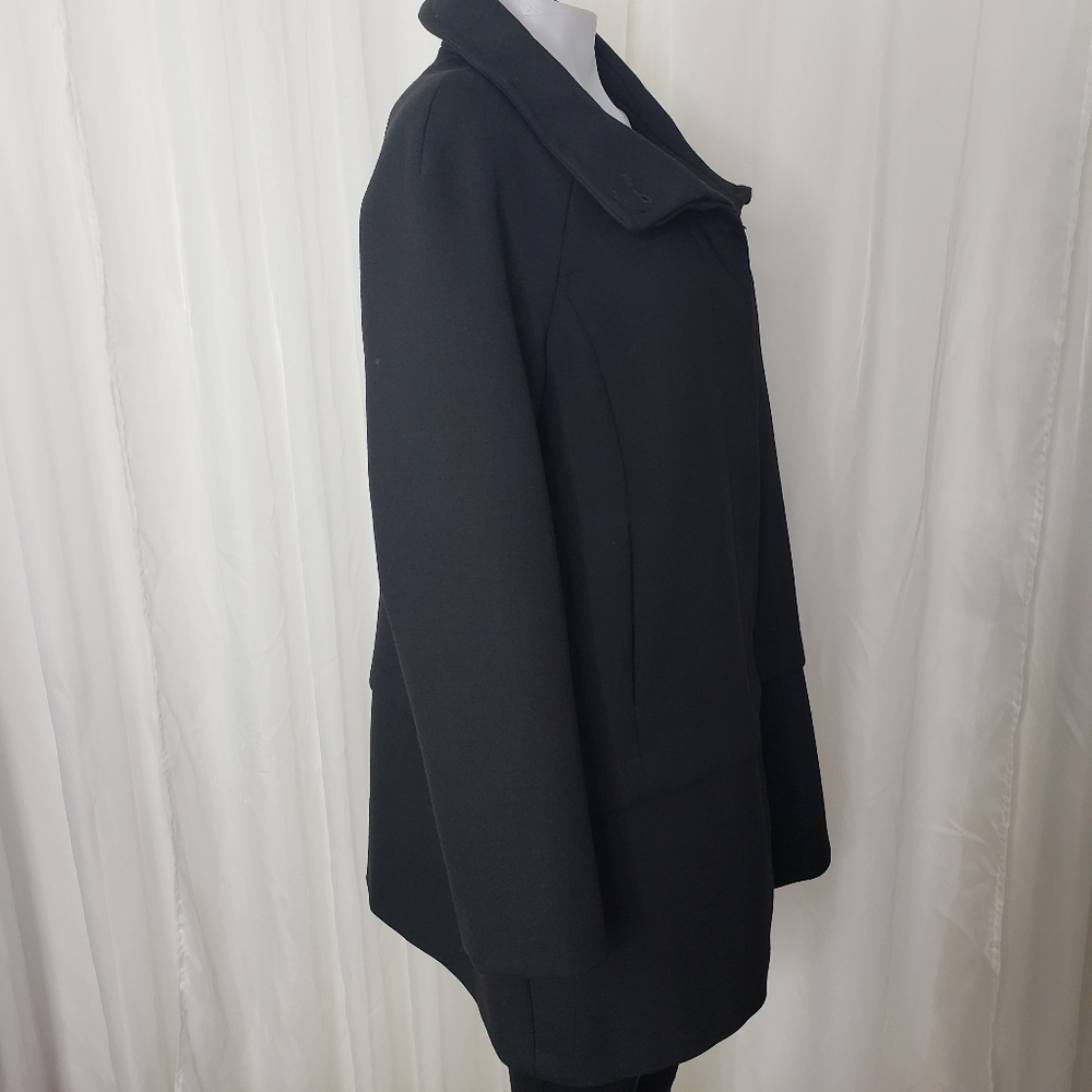 Zara Basic Black Wool Blend Coat Jacket Size Xl - image 5